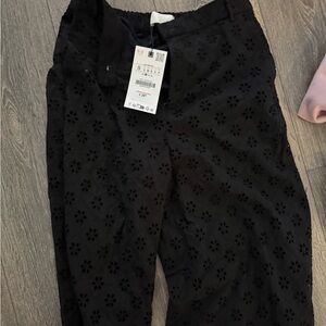 Zara Black Eyelet Pants